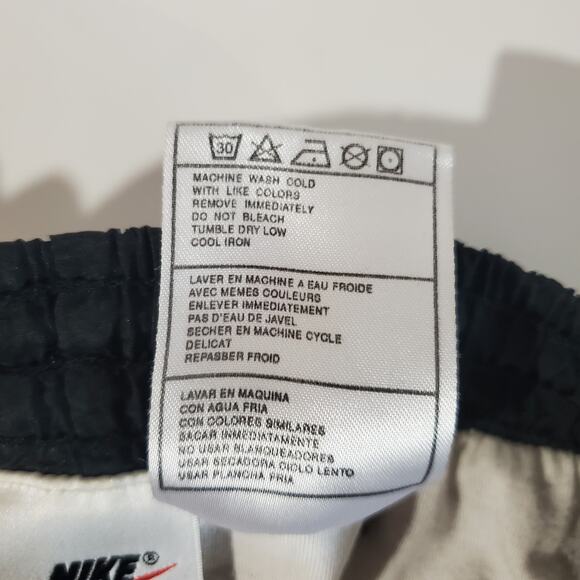 Nike VTG 90s Ankle Zip Lined Nylon Track Jogger Pants Mens L Black Swoosh Logo - Picture 9 of 10